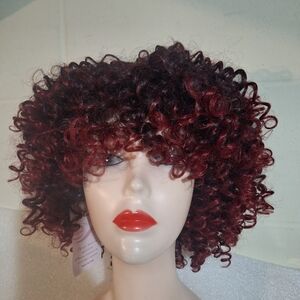 Curly Burgundy Wig for Women
